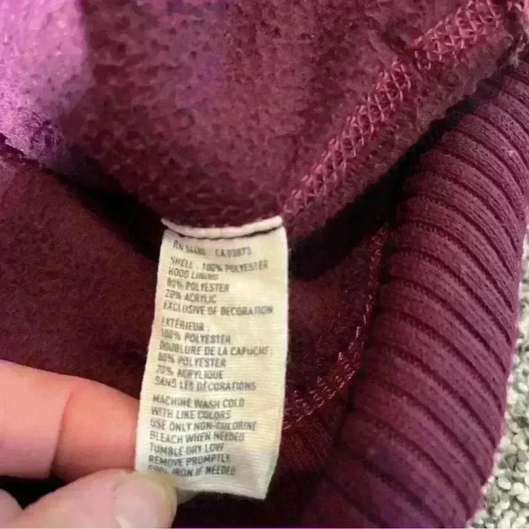 American Eagle Maroon Fleece Hooded Jacket Sherpa Lined-Small - Picture 7 of 9